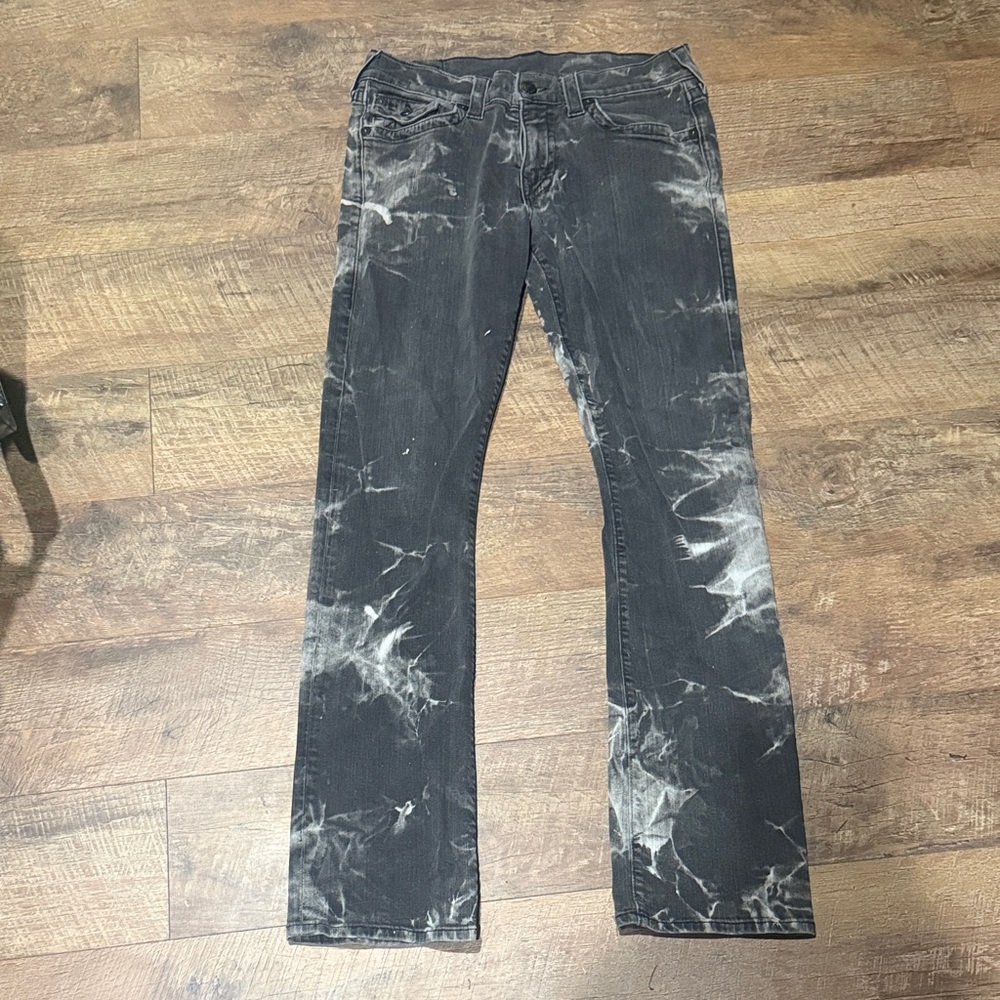 True Religion Black and White Bootcut Jeans